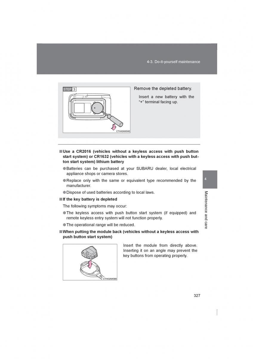 manual  Subaru BRZ owners manual / page 327