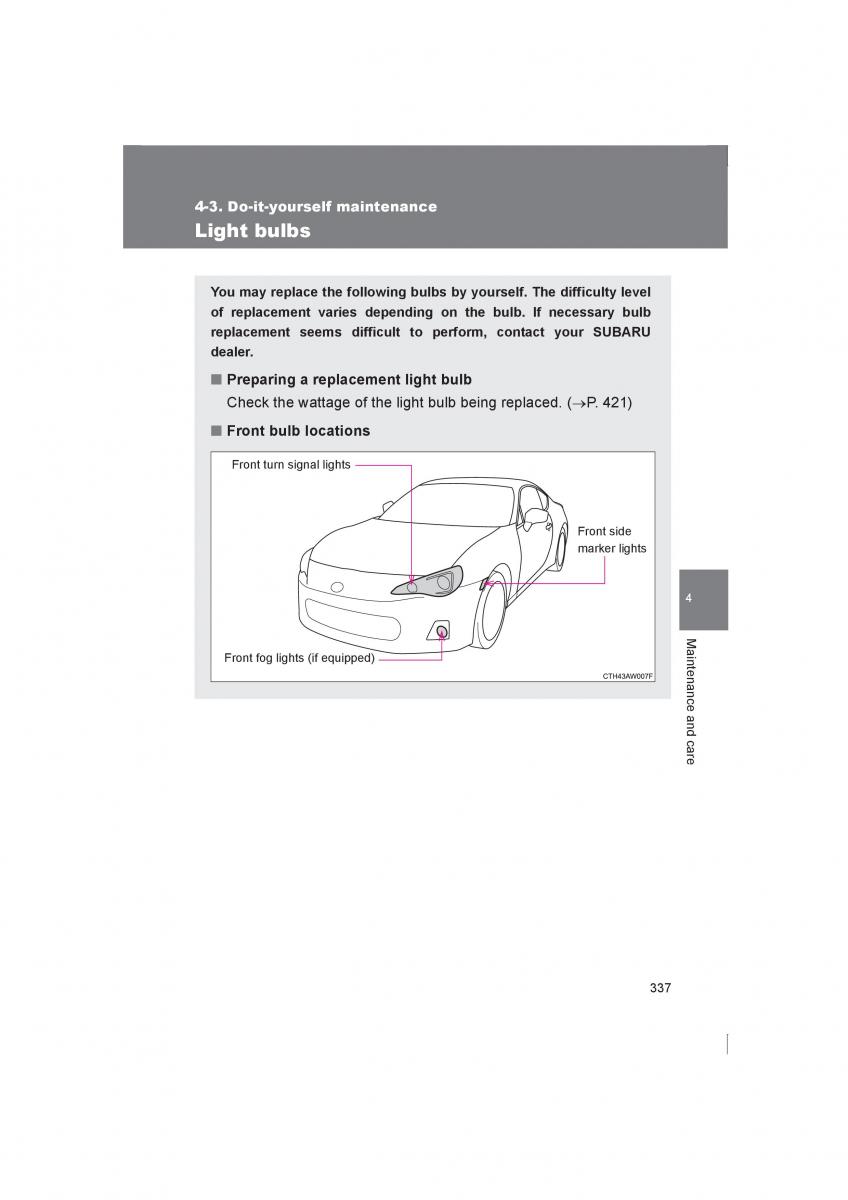 manual  Subaru BRZ owners manual / page 337