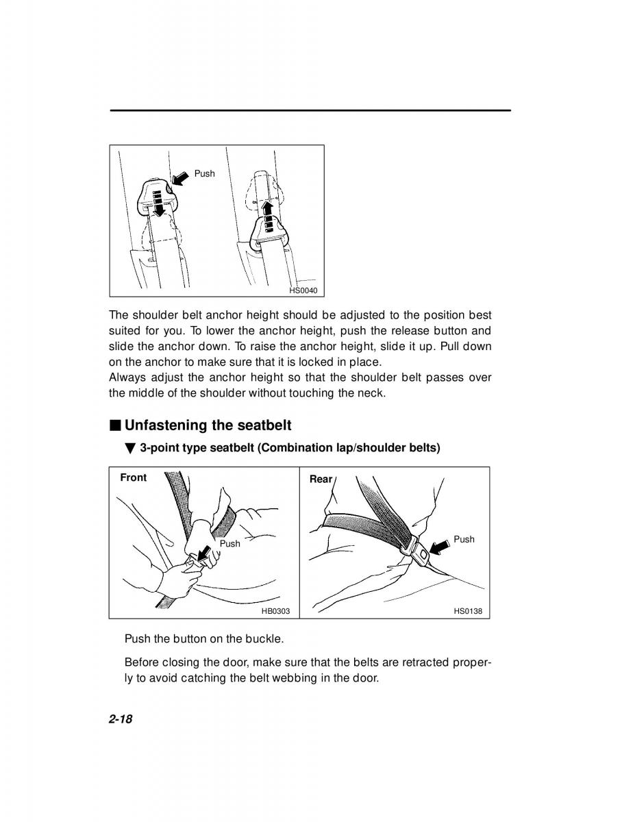 Subaru Forester I 1 owners manual / page 70