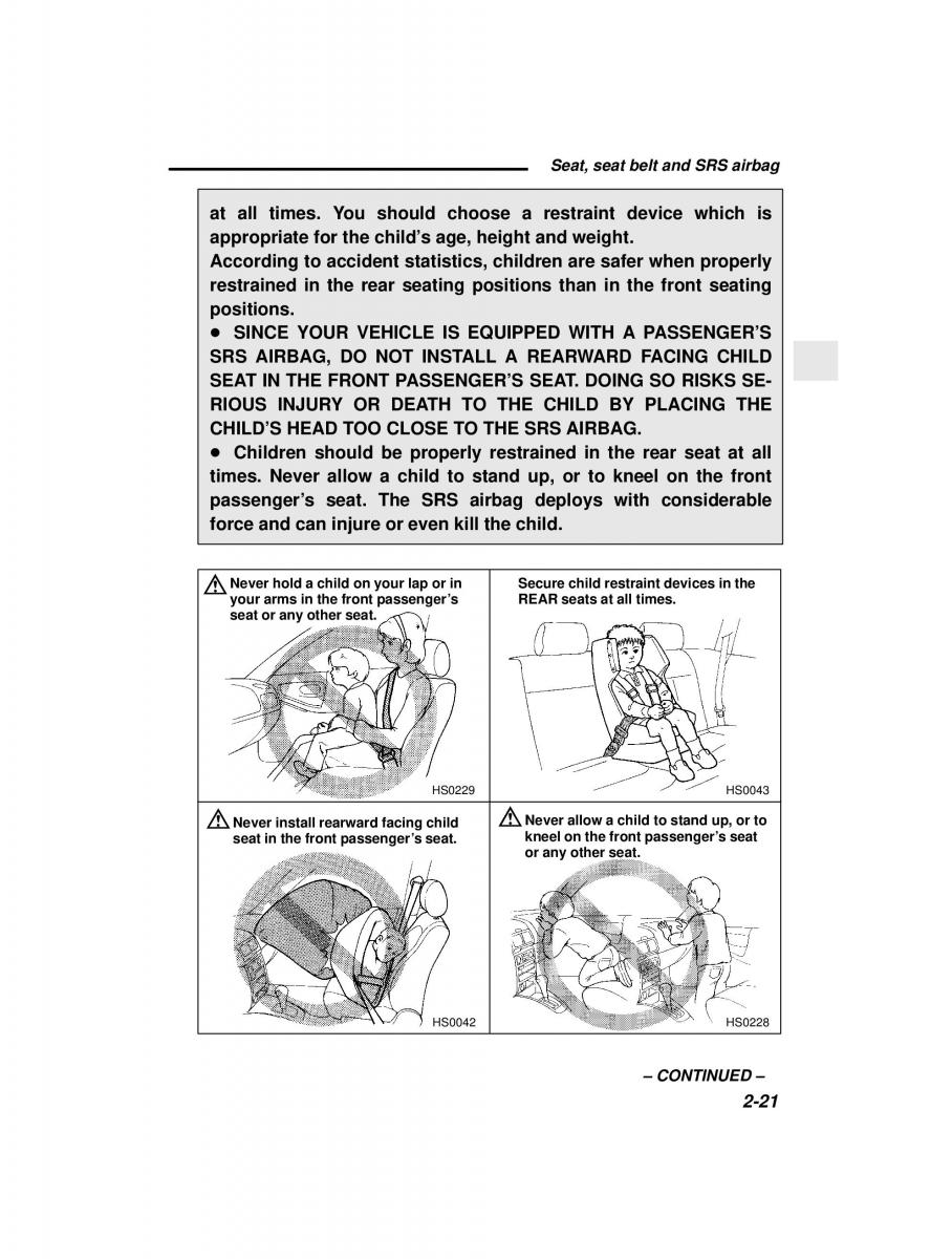 Subaru Forester I 1 owners manual / page 73