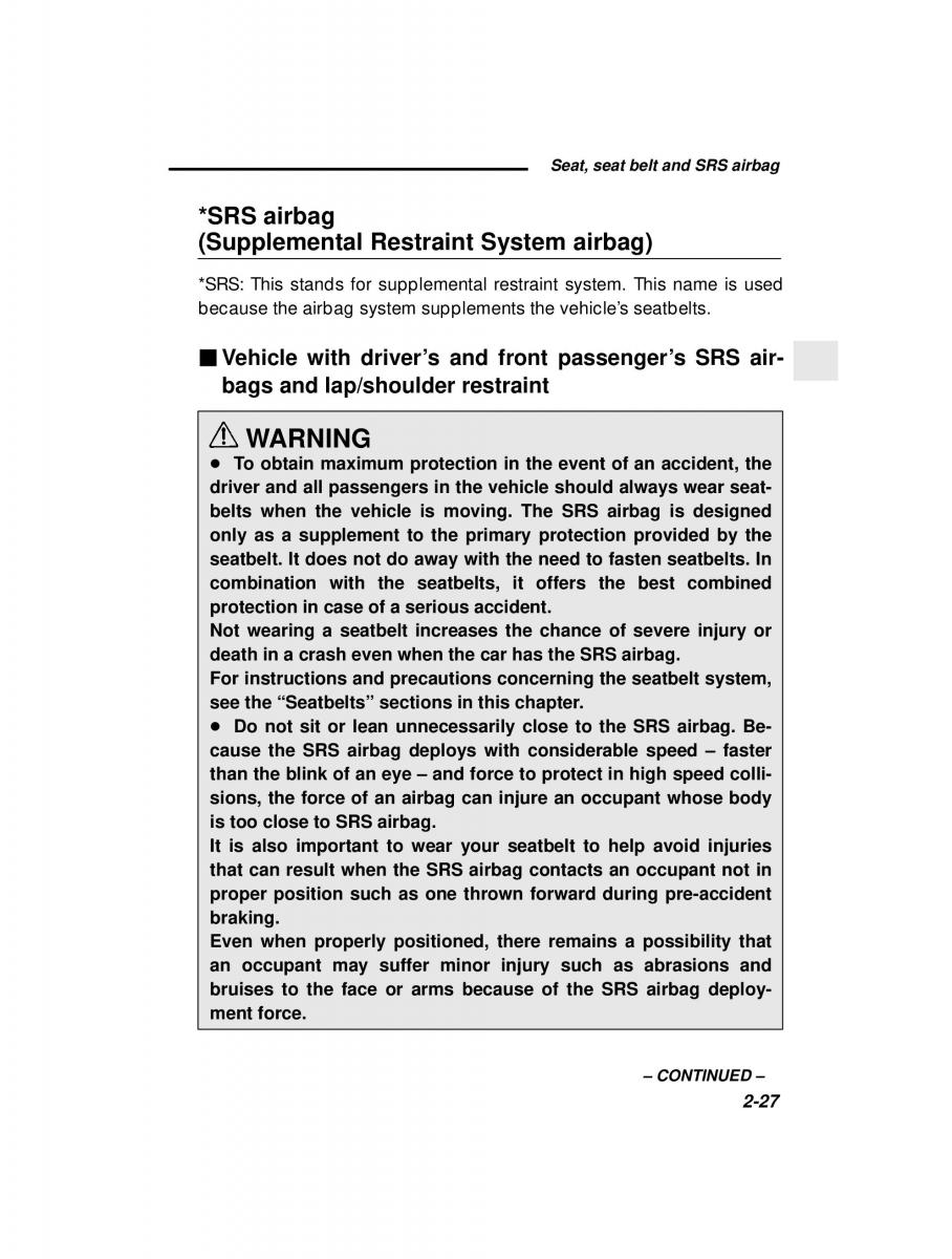 Subaru Forester I 1 owners manual / page 79