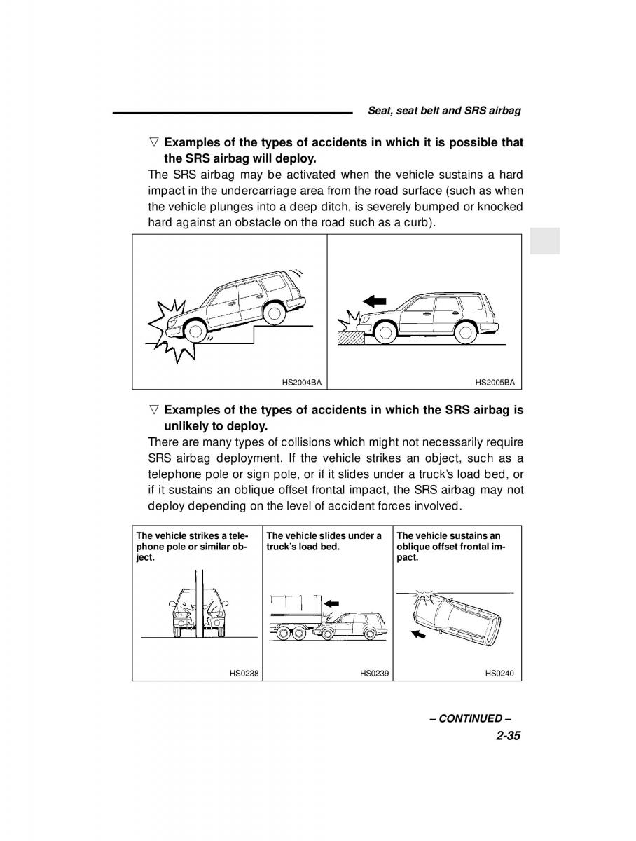 Subaru Forester I 1 owners manual / page 87