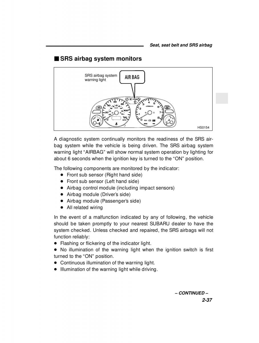 Subaru Forester I 1 owners manual / page 89