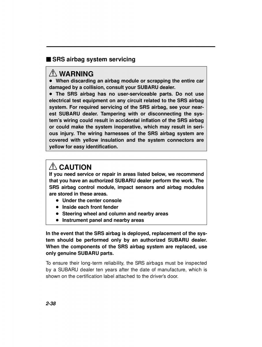 Subaru Forester I 1 owners manual / page 90