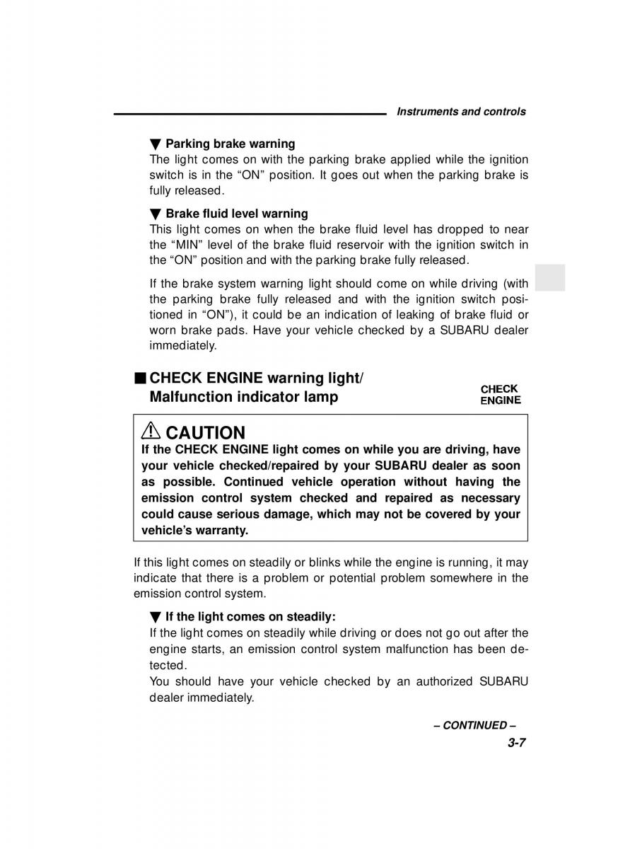 Subaru Forester I 1 owners manual / page 99