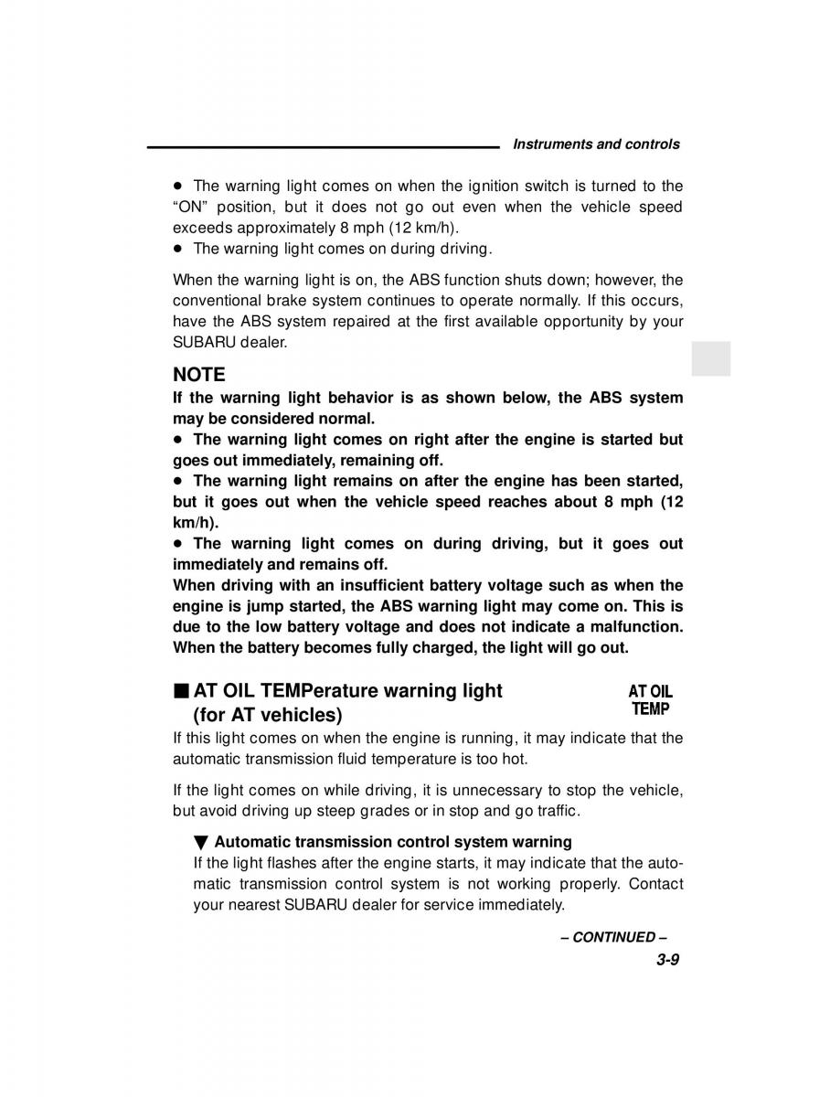 Subaru Forester I 1 owners manual / page 101