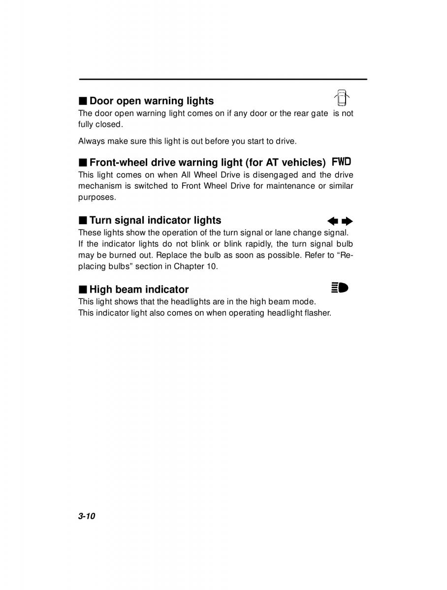 Subaru Forester I 1 owners manual / page 102