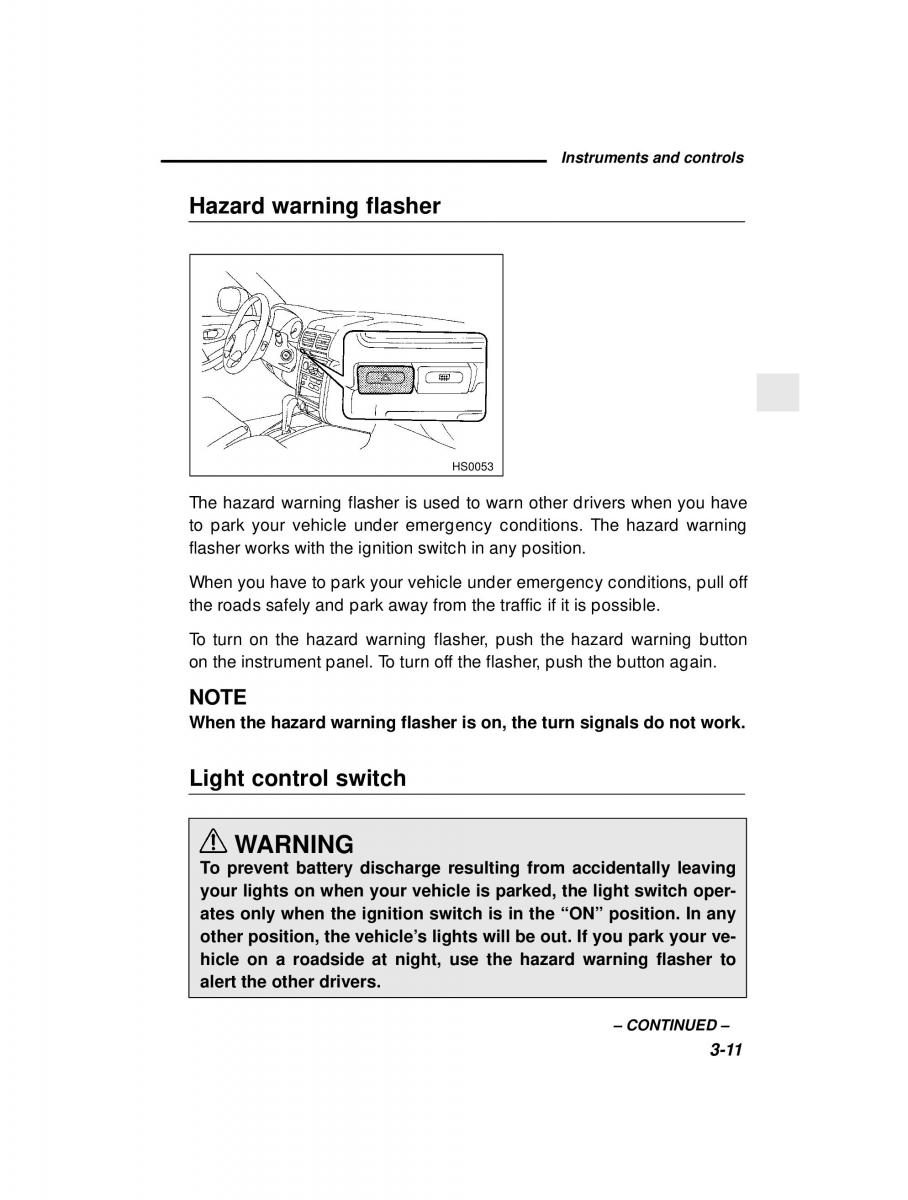 Subaru Forester I 1 owners manual / page 103