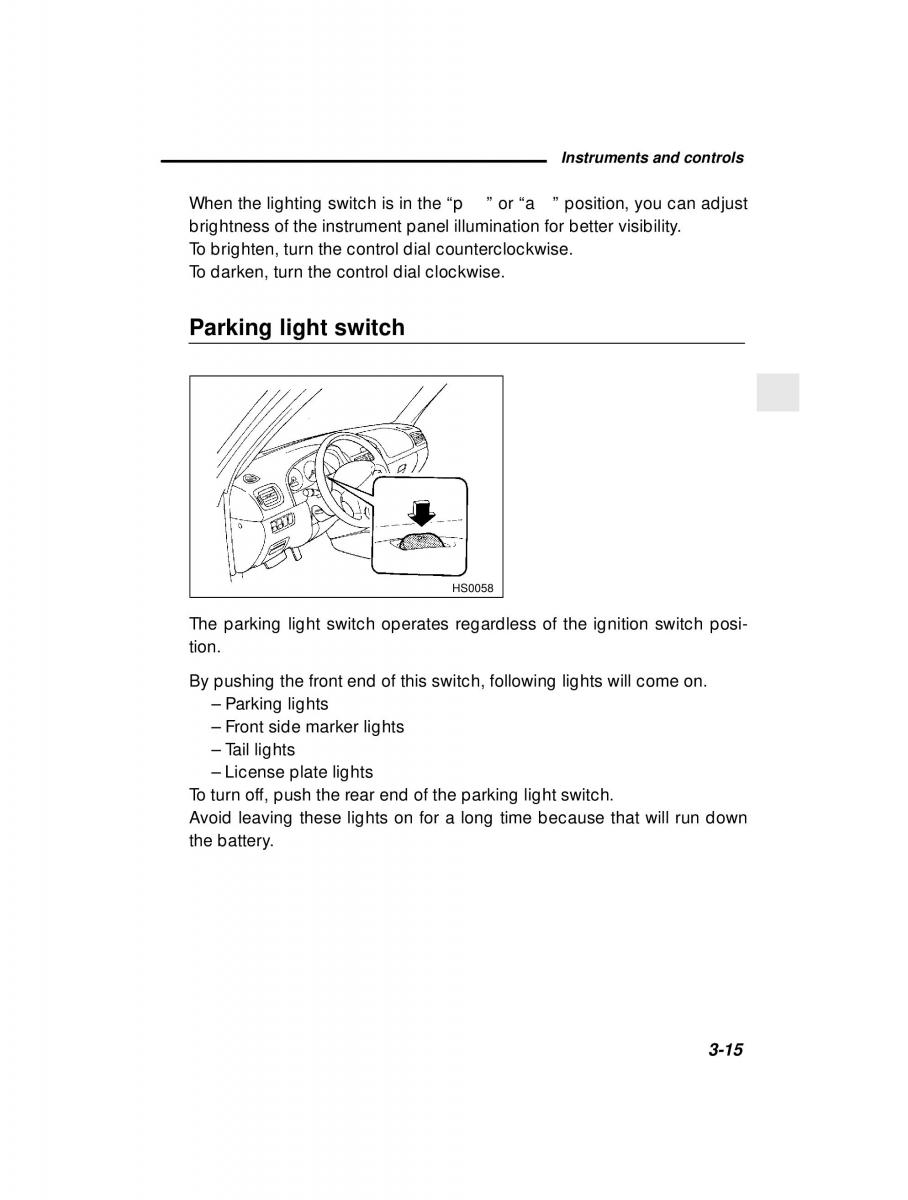 Subaru Forester I 1 owners manual / page 107