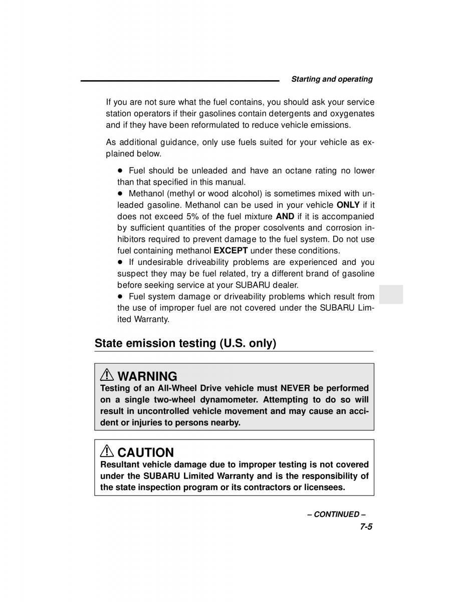 Subaru Forester I 1 owners manual / page 180