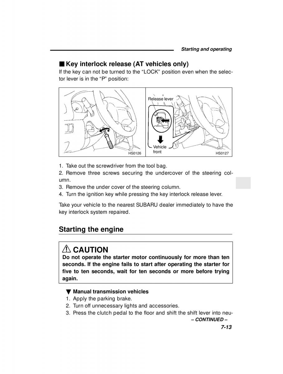 Subaru Forester I 1 owners manual / page 188