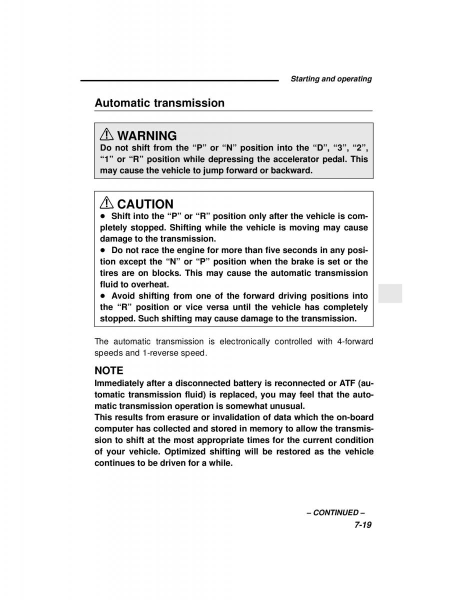 Subaru Forester I 1 owners manual / page 194