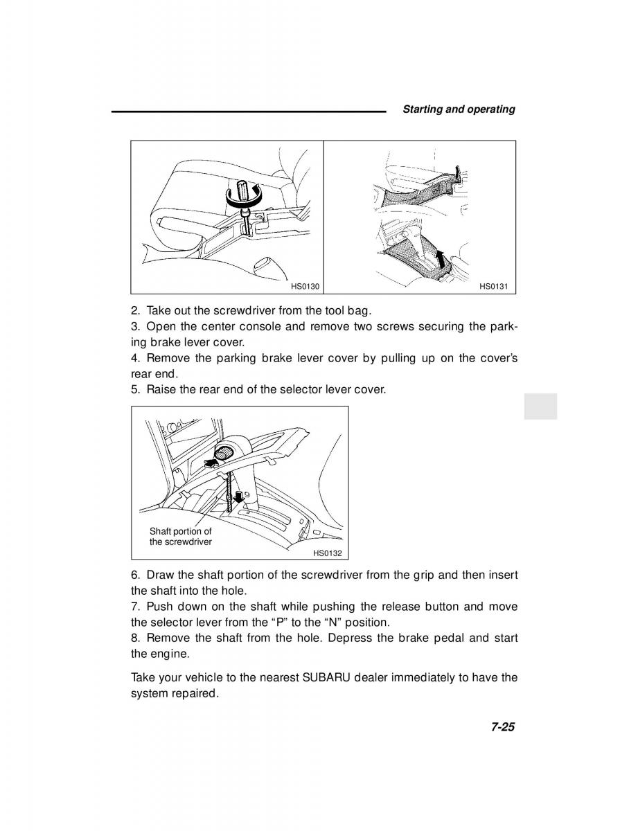 Subaru Forester I 1 owners manual / page 200