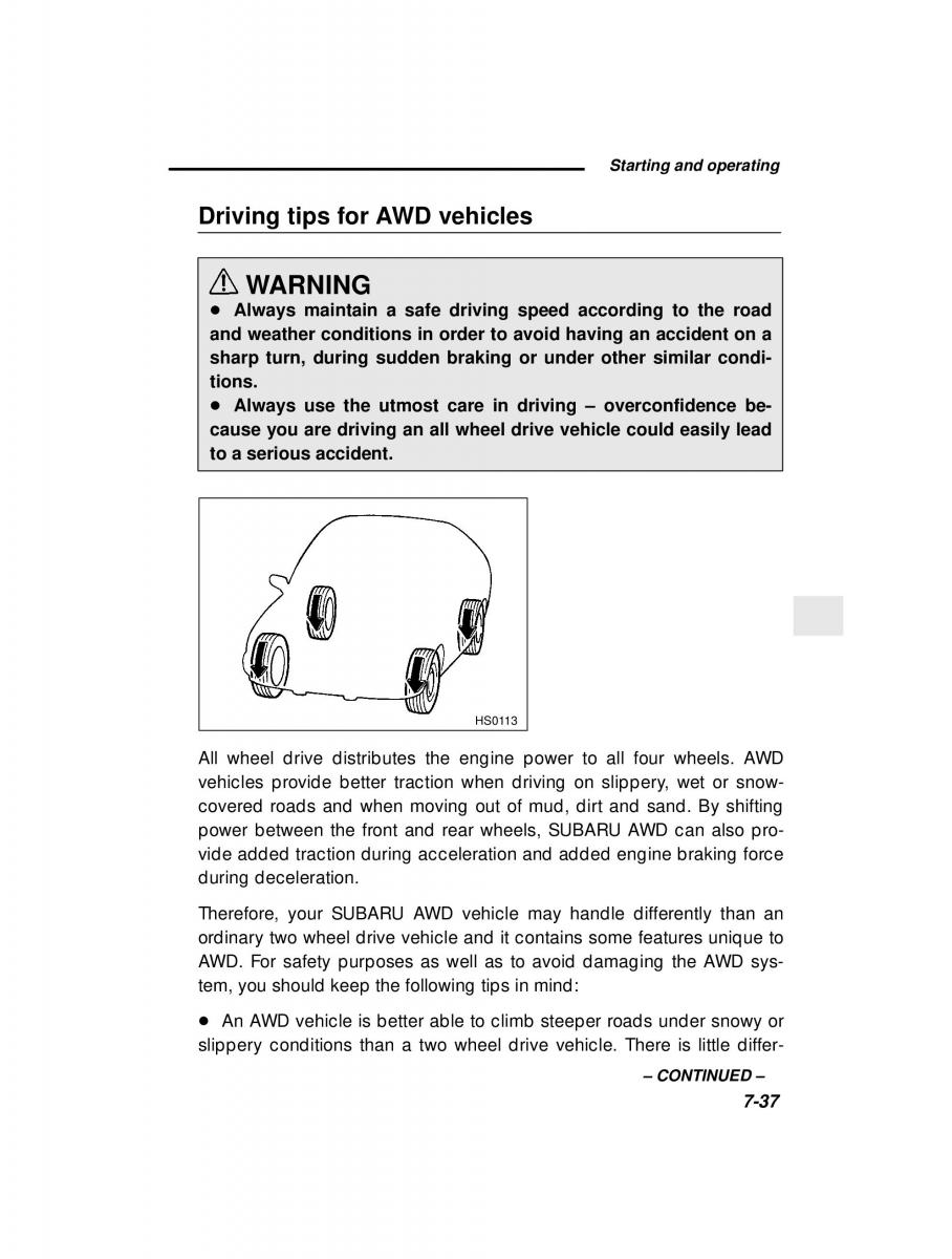 Subaru Forester I 1 owners manual / page 212