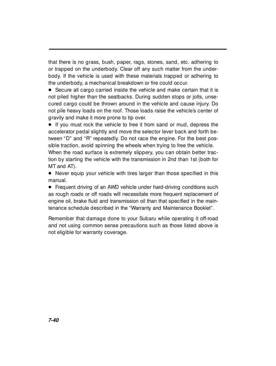 Subaru Forester I 1 owners manual / page 215