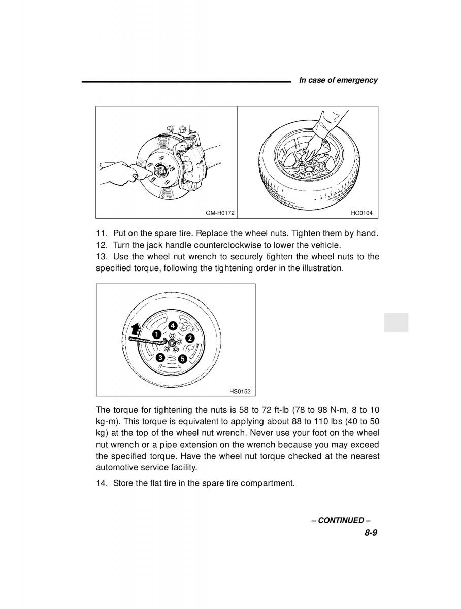 Subaru Forester I 1 owners manual / page 244