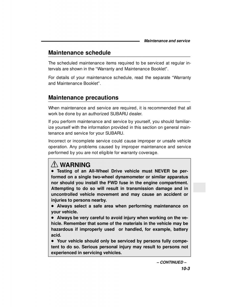 Subaru Forester I 1 owners manual / page 259