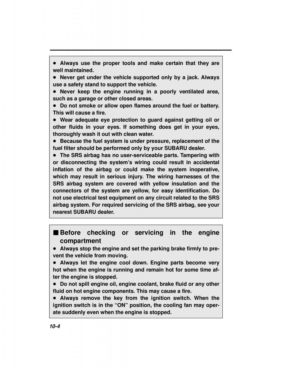 Subaru Forester I 1 owners manual / page 260