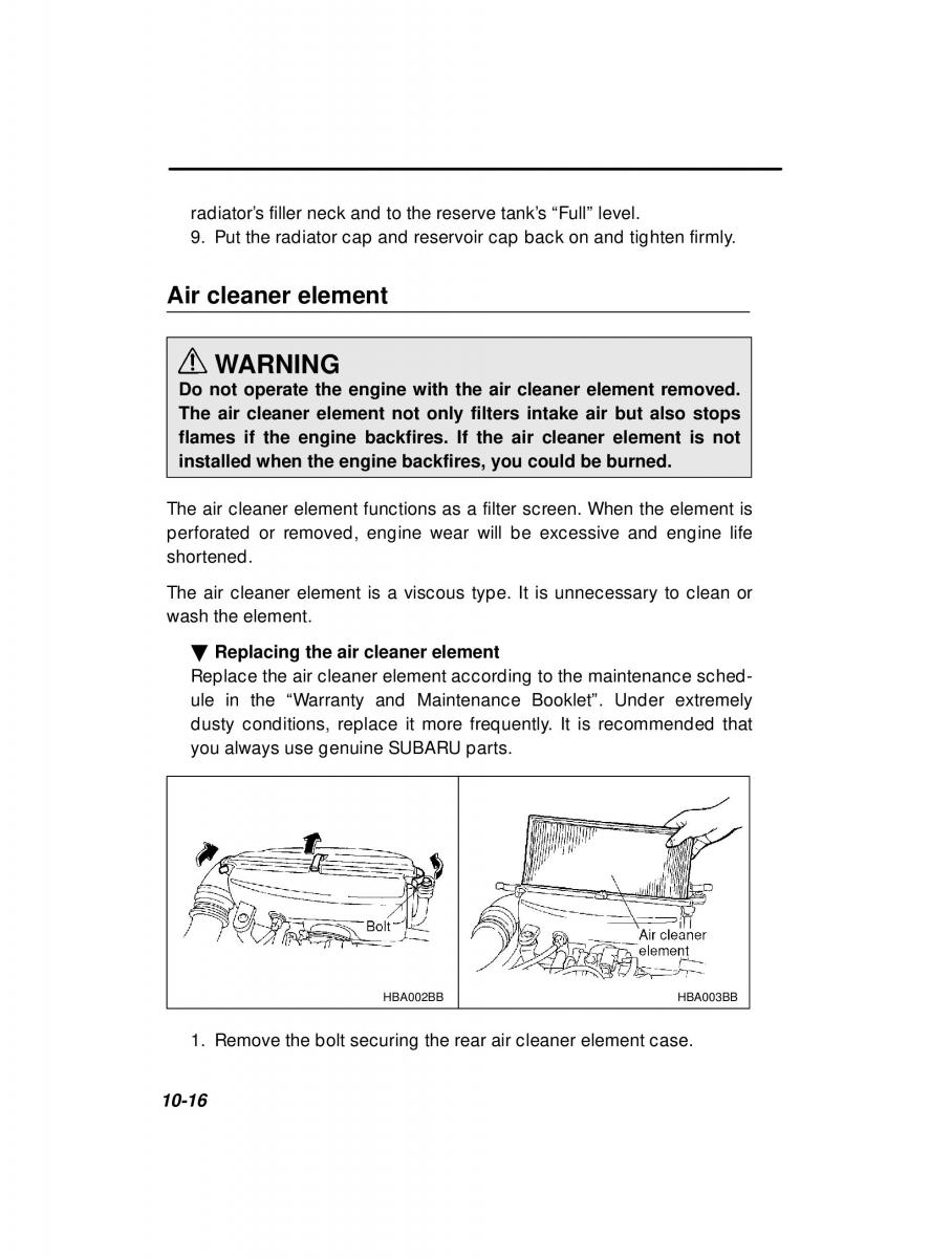 Subaru Forester I 1 owners manual / page 272