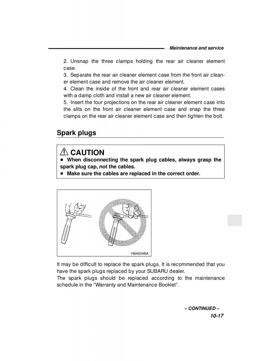 Subaru Forester I 1 owners manual / page 273