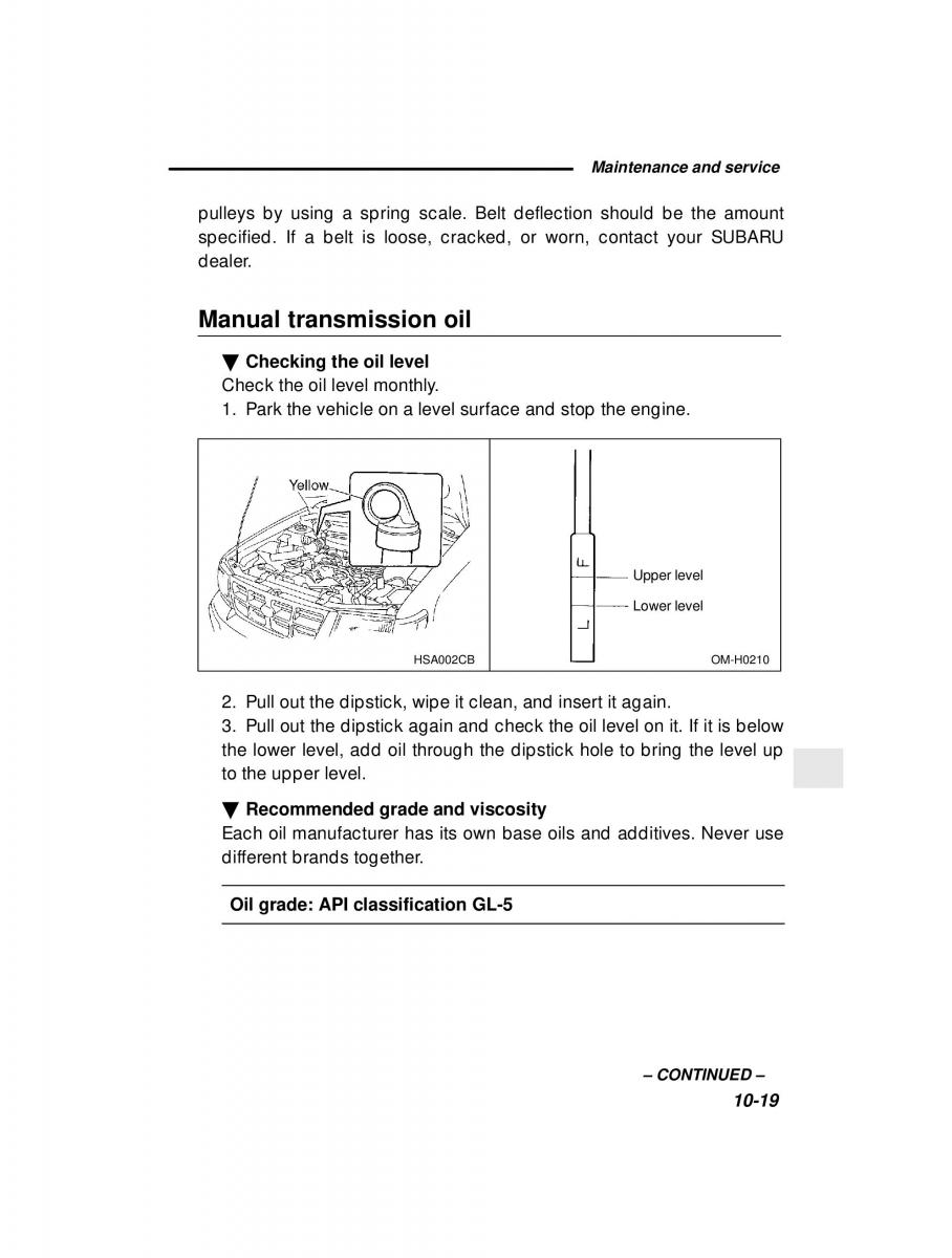 Subaru Forester I 1 owners manual / page 275