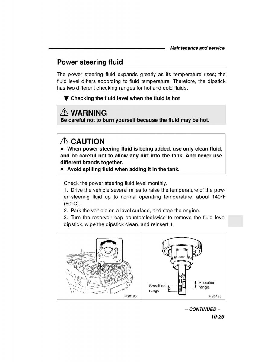 Subaru Forester I 1 owners manual / page 281