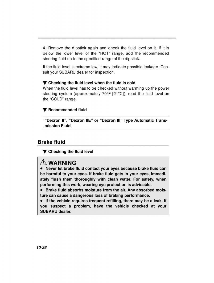Subaru Forester I 1 owners manual / page 282
