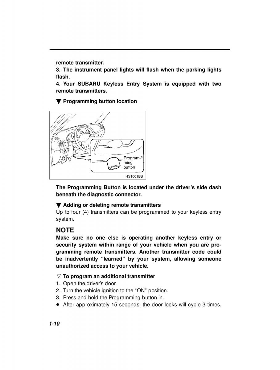 Subaru Forester I 1 owners manual / page 29