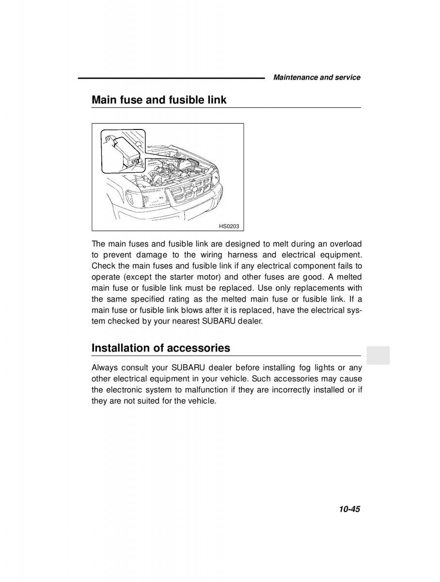 Subaru Forester I 1 owners manual / page 301