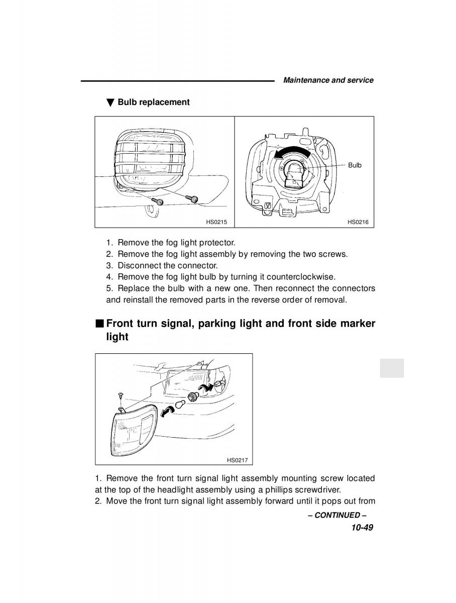 Subaru Forester I 1 owners manual / page 305