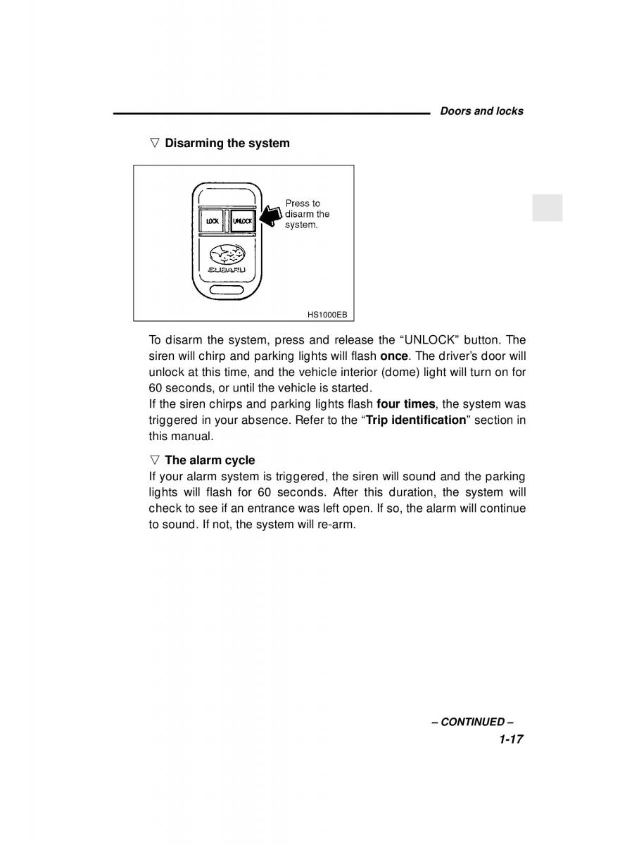 Subaru Forester I 1 owners manual / page 36