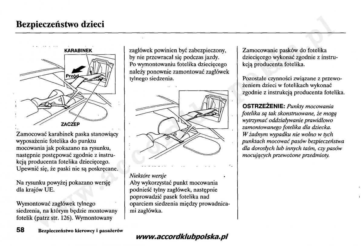 Honda Accord VII 7 instrukcja obslugi / page 62