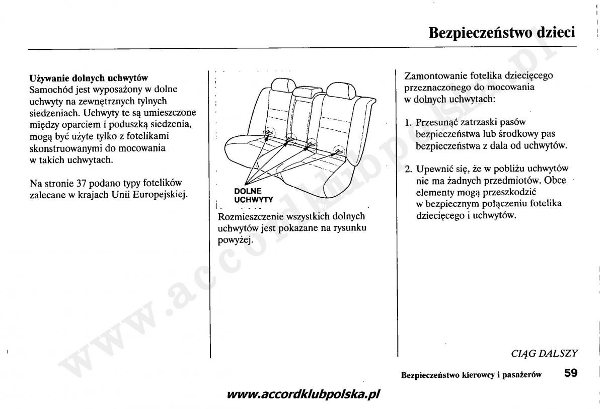 Honda Accord VII 7 instrukcja obslugi / page 63