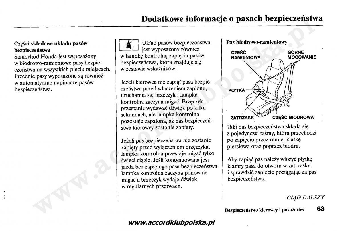 Honda Accord VII 7 instrukcja obslugi / page 67