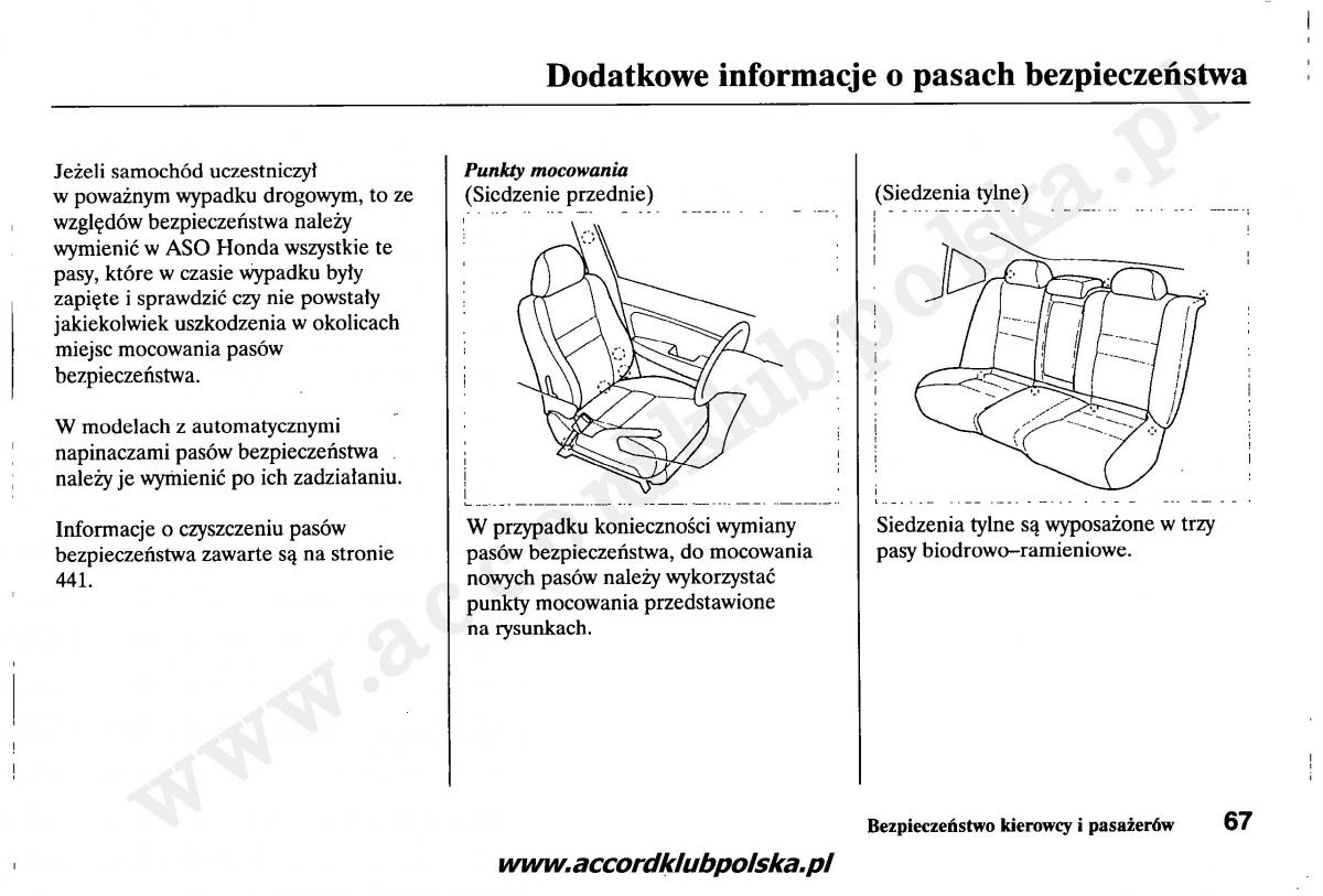 Honda Accord VII 7 instrukcja obslugi / page 71