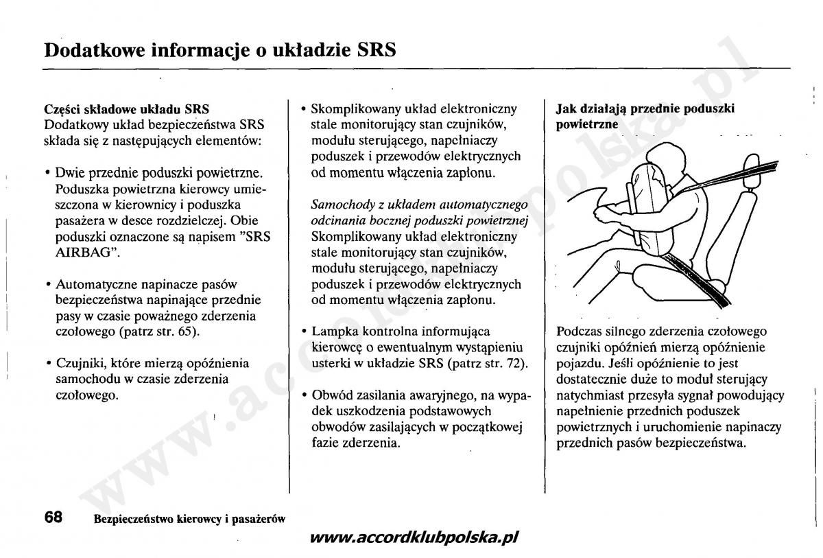 Honda Accord VII 7 instrukcja obslugi / page 72