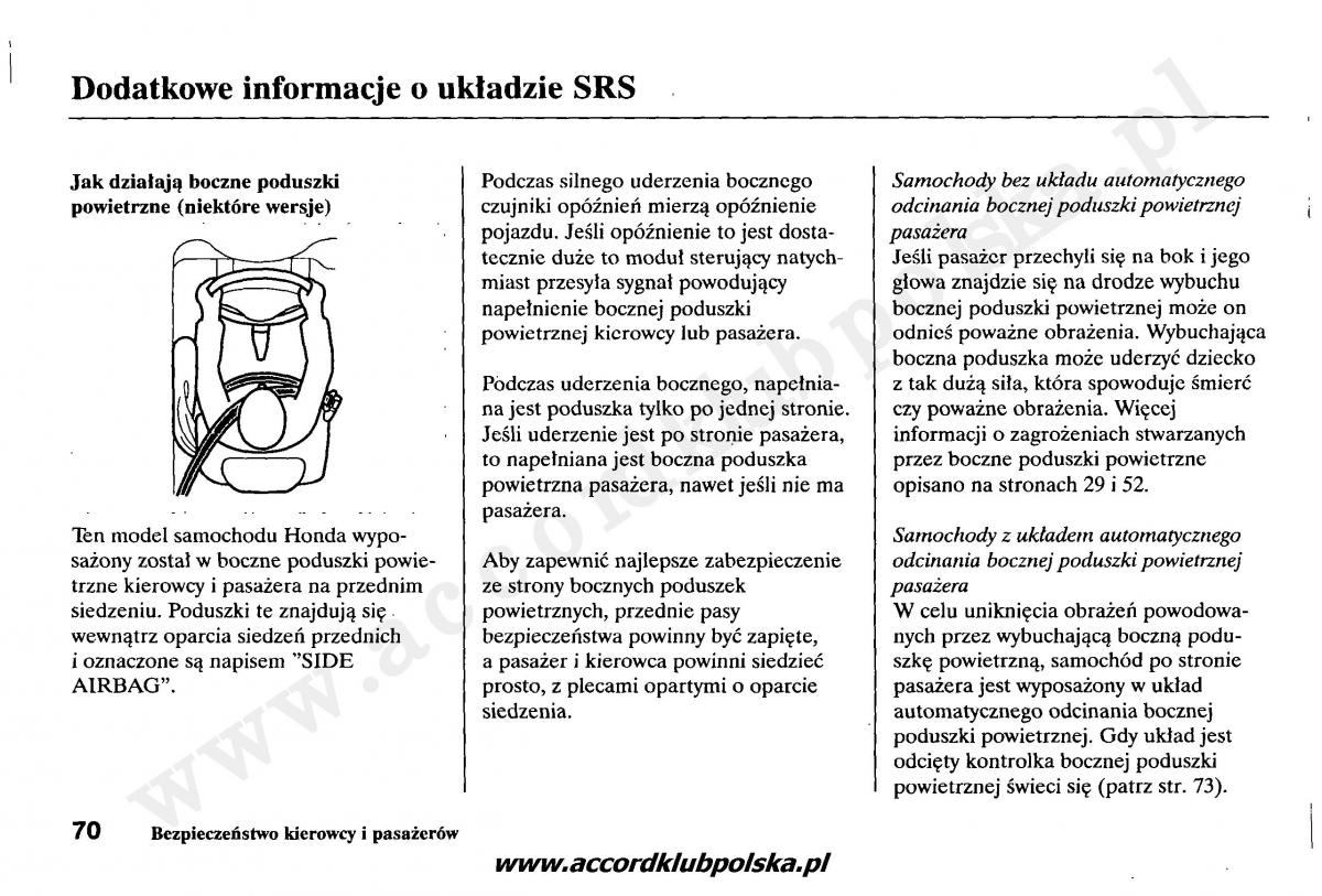 Honda Accord VII 7 instrukcja obslugi / page 74