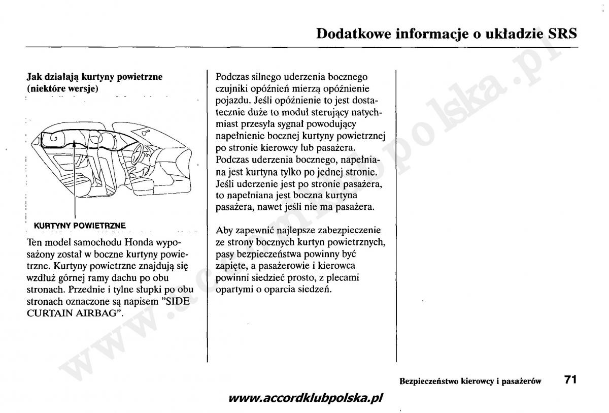 Honda Accord VII 7 instrukcja obslugi / page 75