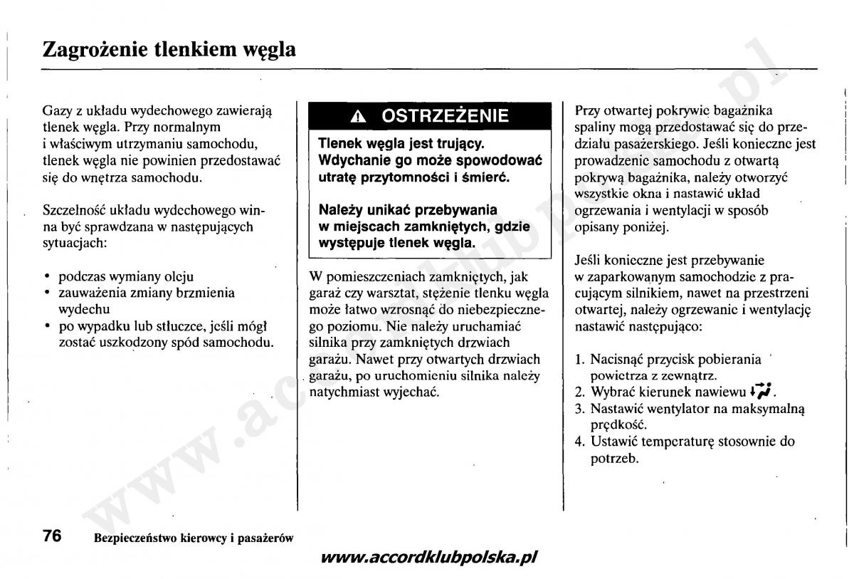 Honda Accord VII 7 instrukcja obslugi / page 80