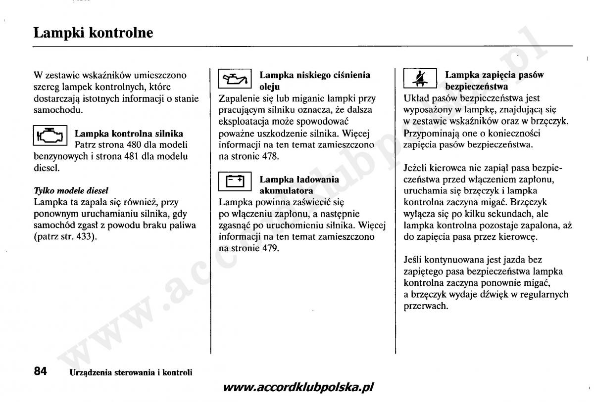 Honda Accord VII 7 instrukcja obslugi / page 88