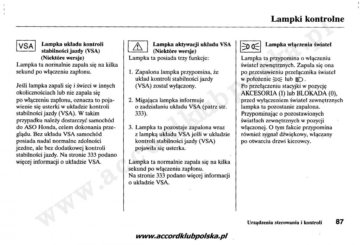 Honda Accord VII 7 instrukcja obslugi / page 91