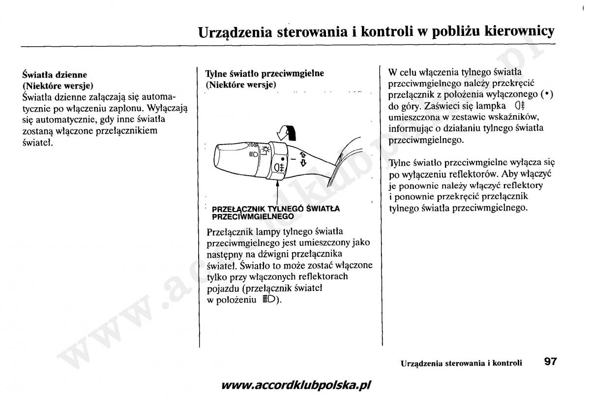 Honda Accord VII 7 instrukcja obslugi / page 101