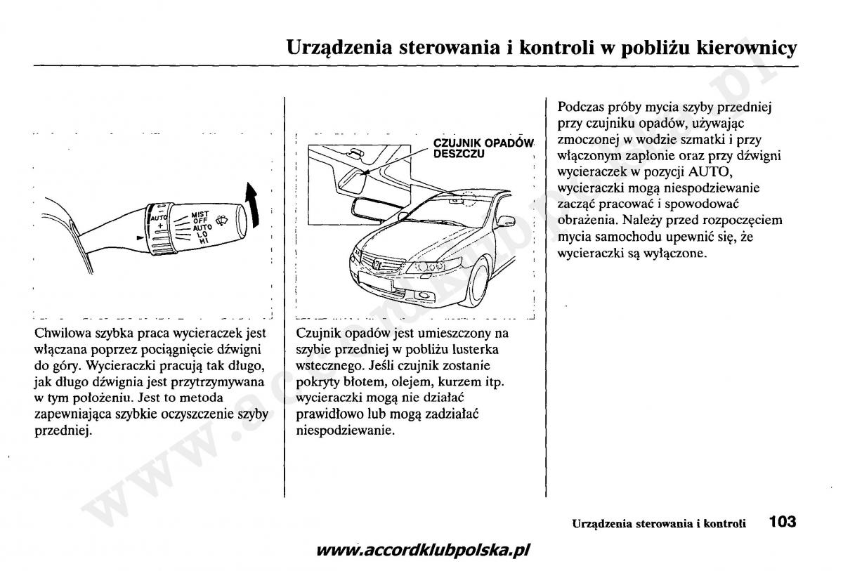 Honda Accord VII 7 instrukcja obslugi / page 107