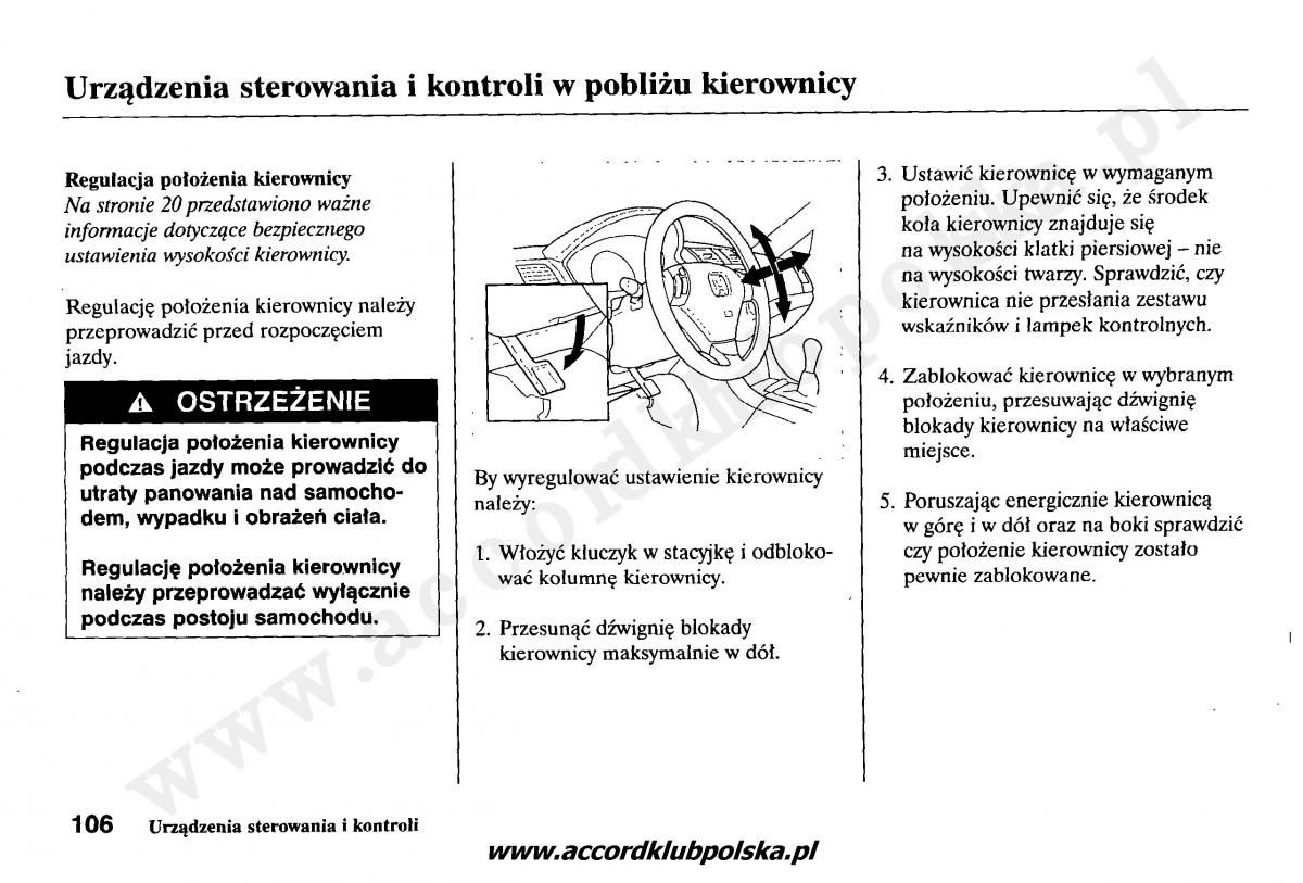 Honda Accord VII 7 instrukcja obslugi / page 110