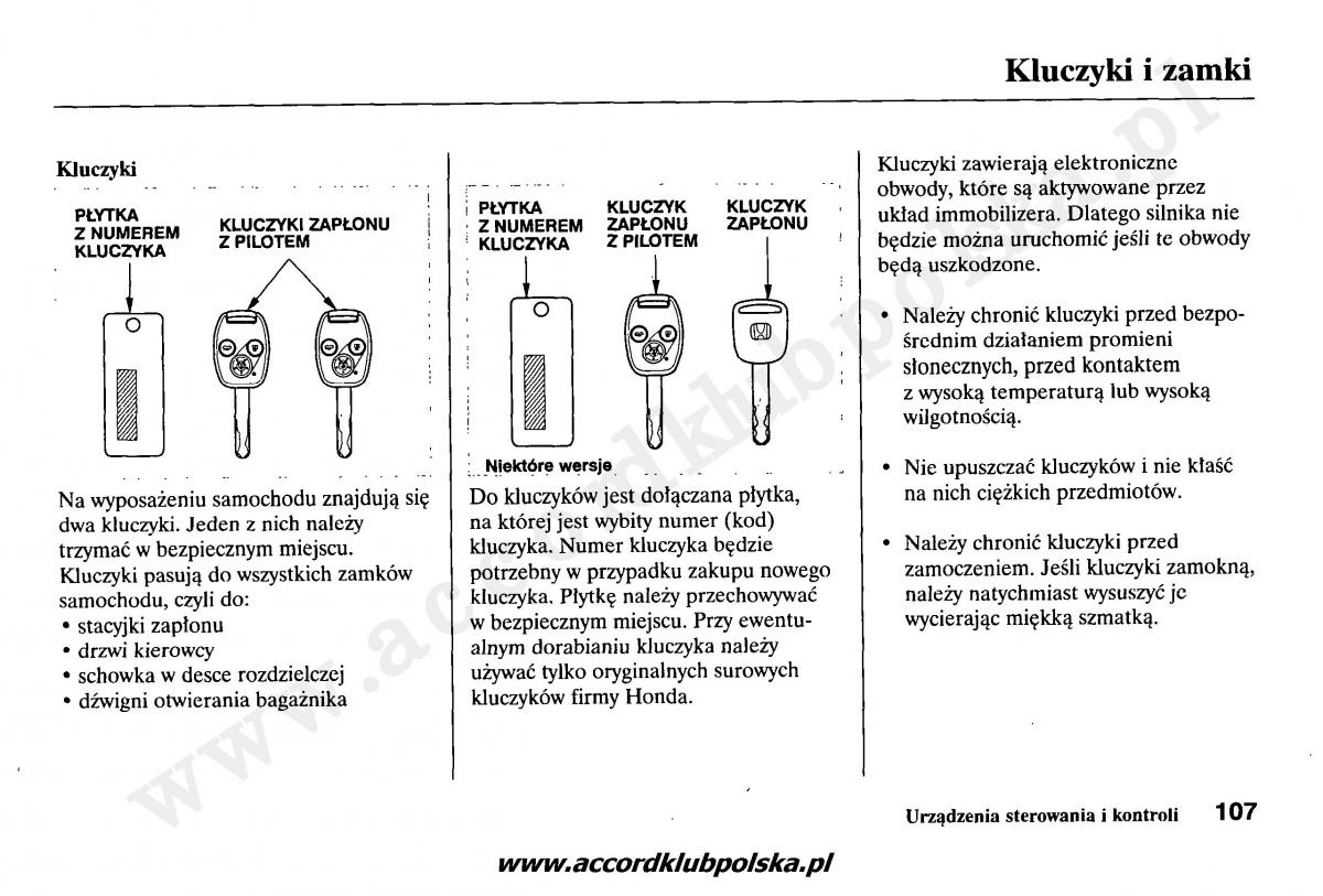 Honda Accord VII 7 instrukcja obslugi / page 111