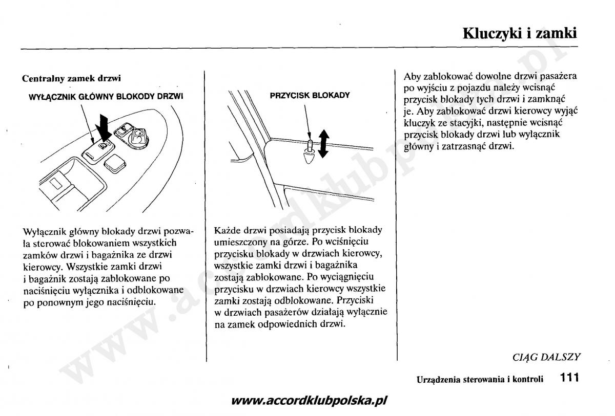 Honda Accord VII 7 instrukcja obslugi / page 115