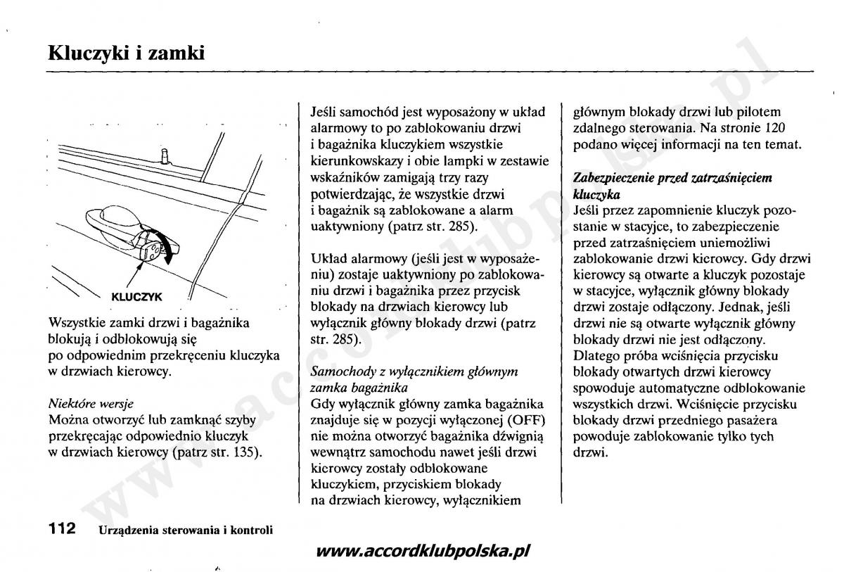 Honda Accord VII 7 instrukcja obslugi / page 116