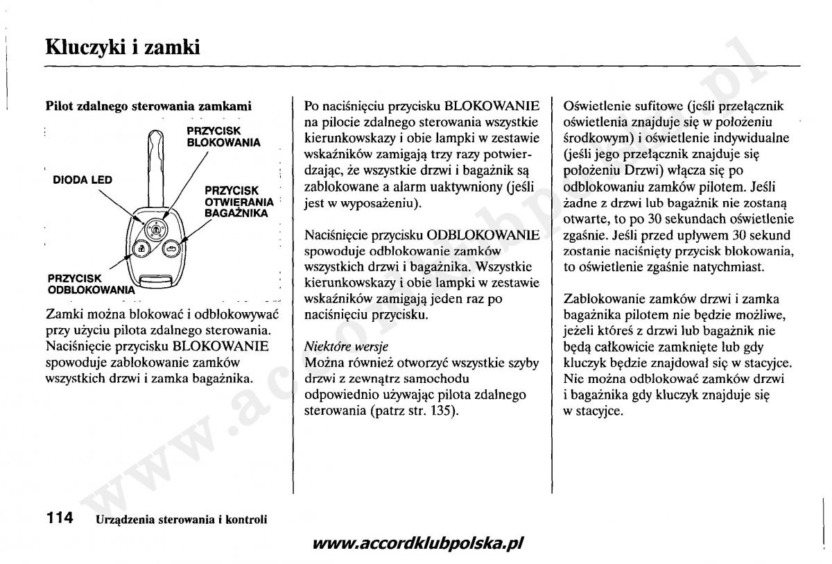 Honda Accord VII 7 instrukcja obslugi / page 118