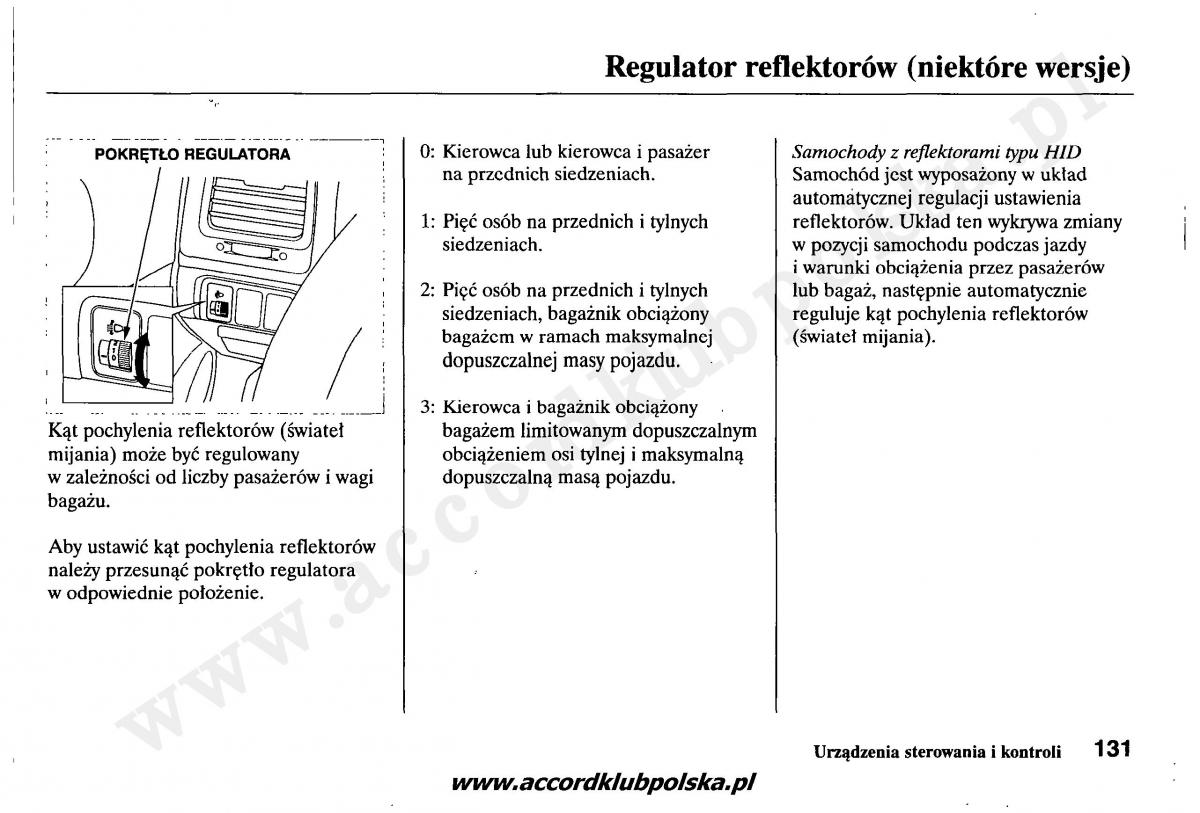 Honda Accord VII 7 instrukcja obslugi / page 135