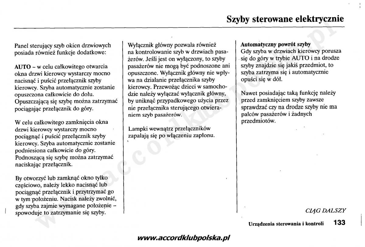 Honda Accord VII 7 instrukcja obslugi / page 137